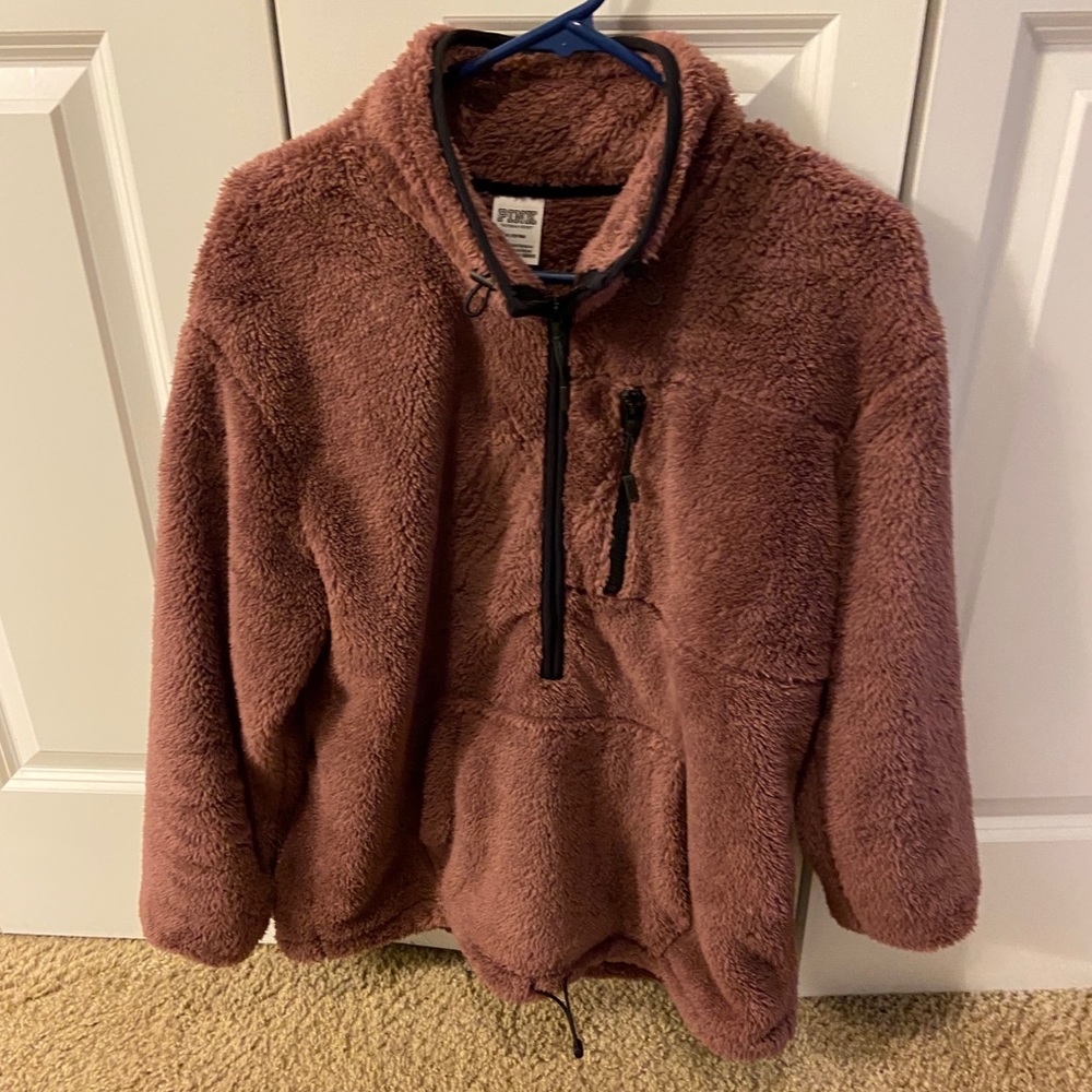 PINK pullover half zip jacket